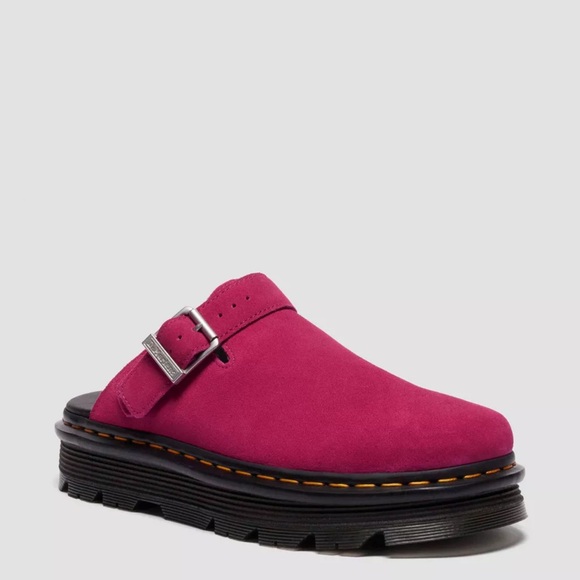 Dr. Martens Fuchsia Suede Zebzag Mules - Picture 3 of 6